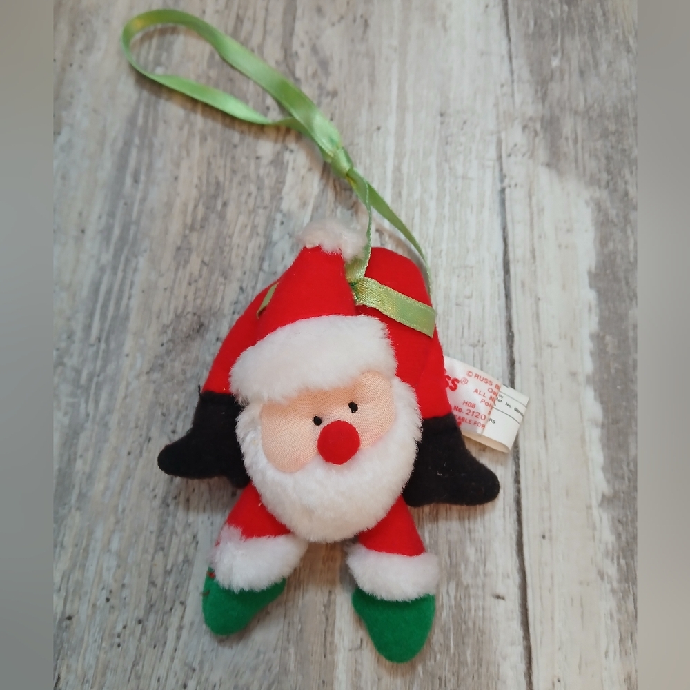 Vintage Russ Felt Santa Christmas Ornament – Retro Holiday Tree Decoration